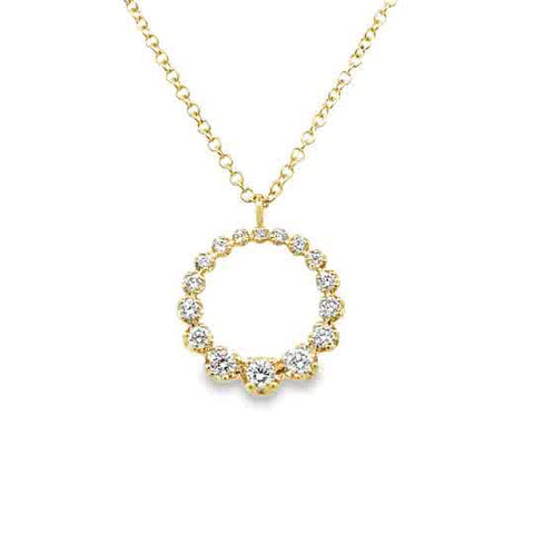 Yellow 14 Karat Graduating Circle Pendant Length 17.5 With 0.26Tw Round G/H Si2 Diamonds