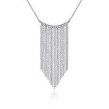 Lady's White 14 Karat Waterfall Necklace Length 17.5 With 0.18Tw Round H/I Si2 Diamonds