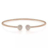 Lady's Rose 14 Karat Bujukan Bead, Split Cuff With Round Pave' Discs Bracelet Length 6 With 0.29Tw Round H/I Si2 Diamonds