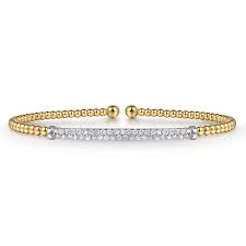 Yellow 14 Karat Bujukan Single Row Fashion Bangle Bracelet Length 6.25 With = 0.33Tw Round G/H Si2 Diamonds