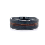 Gent's Black Ceramic 8Mm With Beveled 2Mm Bourbon Grain Edge Gents Ring Size 11.5