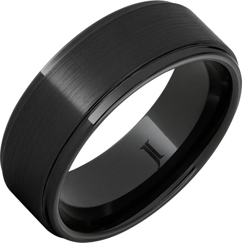 Gent's Black Diamond Ceramic Satin 8Mm Gents Ring Size 10