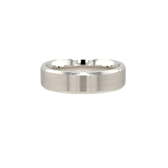 Gent's White 10 Karat 6Mm Beveled Edge, 2.2Mm Thickness Wedding Band Size 10