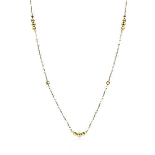 Yellow 14 Karat Graduating Bead Station, Bujukan Collection Chain Length 28