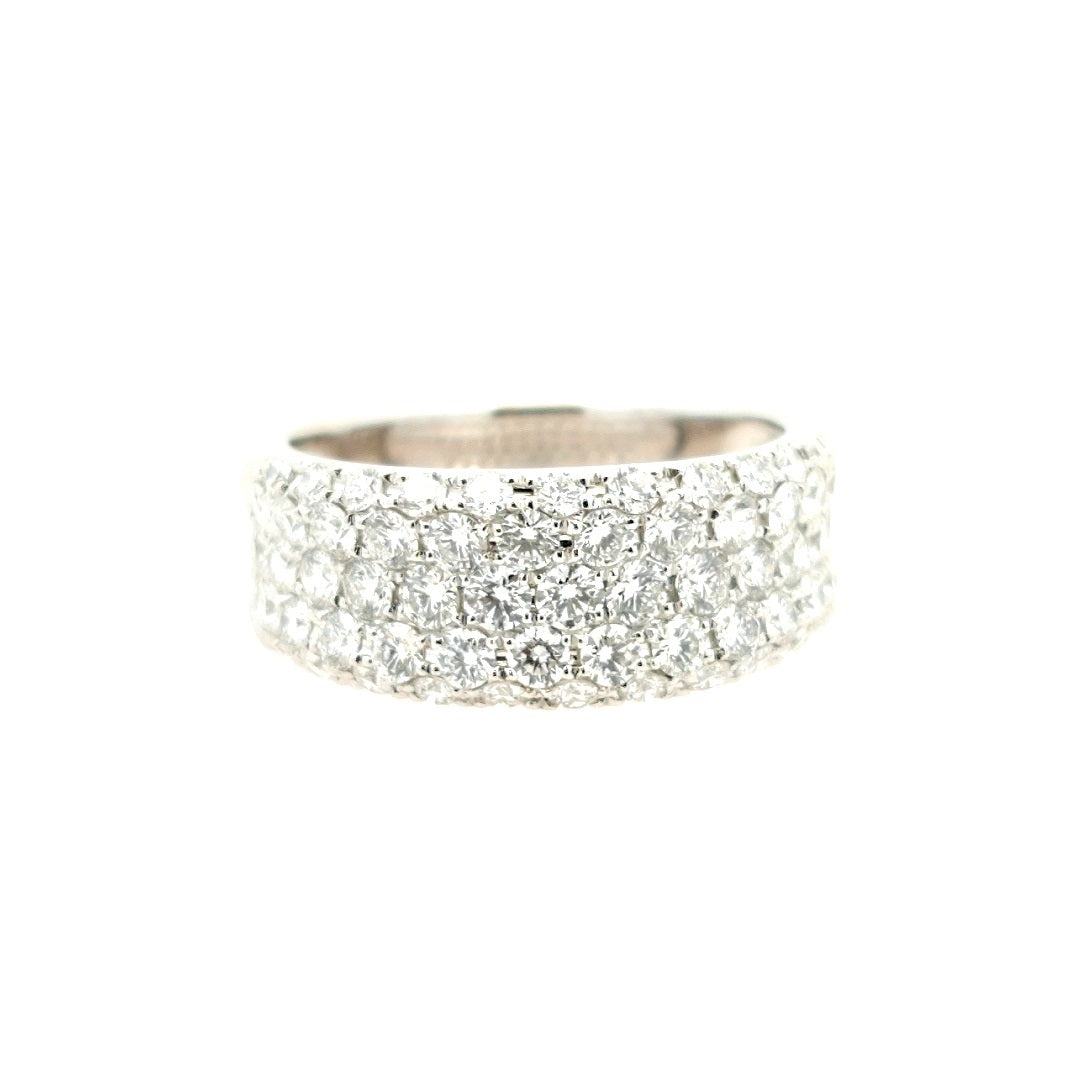 Lady's White 18 Karat Pave' Band Anniversary Ring Size 6.5 With 1.46Tw Round G/H Vs2 Diamonds