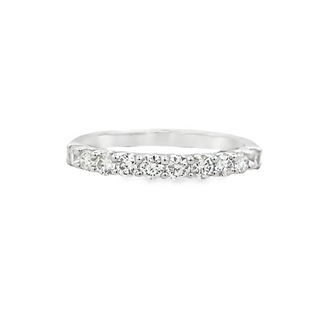 Lady's White 14 Karat "U" Basket Shared Prong Anniversary Ring Size 6 With 10=0.55Tw Round G/H Si1 Diamonds