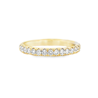 Lady's Yellow 14 Karat Pave' Prong Set Anniversary Ring Size 6 17=0.44tw Round G/H SI1 Diamonds
