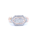 Lady's Yellow/White 14K/Ss Horizontal Fashion Ring Size 6.75 With 0.36Tw Round G/H Si1 Diamonds