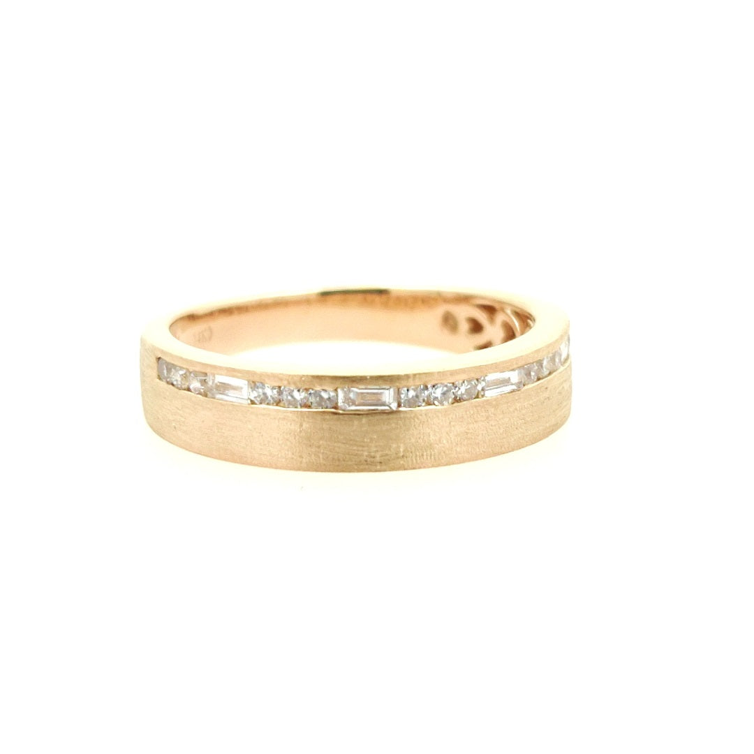 Lady's Yellow 14 Karat Satin Offset Channel Fashion Ring Size 6.5 With 0.23Tw Various Shapes G/H Si1 Diamonds