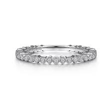 Lady's White 14 Karat Round Stackable Fashion Ring Size 6.5 With 0.14Tw Round G/H Si2 Diamonds