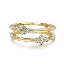 Lady's Yellow 14 Karat Double Row Fashion Ring Size 6.5 With 0.08Tw Round H/I Si2 Diamonds