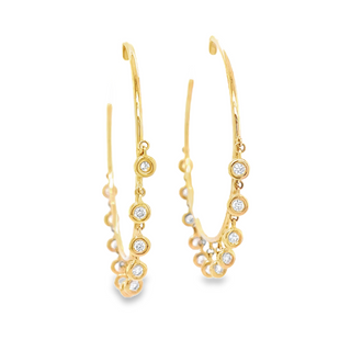 Lady's Yellow 14 Karat Bezel Shaker Hoop Earrings With 0.45Tw Round G/H Si1 Diamonds