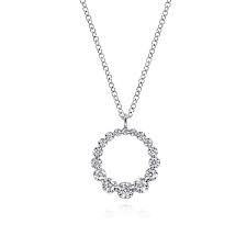 Lady's White 14 Karat Graduating Circle Pendant Length 17.5 With 0.25Tw Round H/I Si2 Diamonds