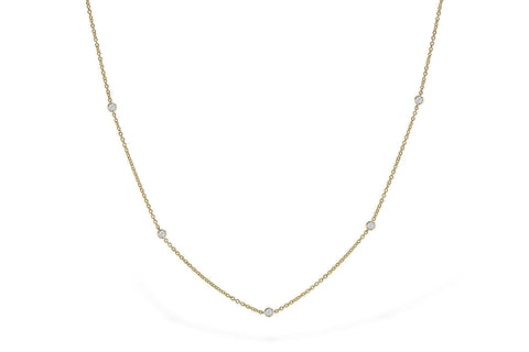 Lady's Yellow 14 Karat Bezel Station Necklace = 0.25tw Round G/H SI1 Diamonds