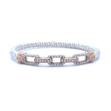 Lady's Yellow/White 14K/Ss Connected Link, 4Mm Closed Band Vahan Bracelet With 0.38Tw Round G/H Si1 Diamonds
