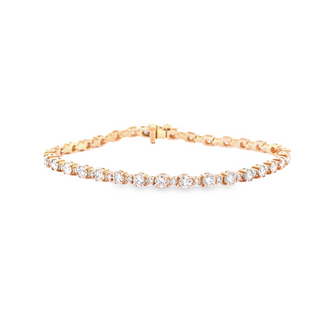 Lady's Yellow 14 Karat Prong Set, Alternating Bracelet Length 7 With 4.02Tw Round H/I Si2 Diamonds