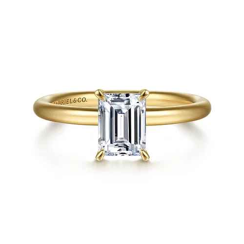 Yellow 14 Karat Solitaire Remount Size 6.5 With One 2.00Ct E Cubic Zirconium