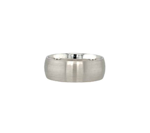 Gent's White Platinum Satin 8Mm Width With 1.8Mm Thickness Wedding Band Size 10