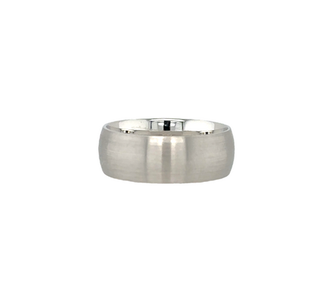 Gent's White Platinum Satin 8Mm Width With 1.8Mm Thickness Wedding Band Size 10