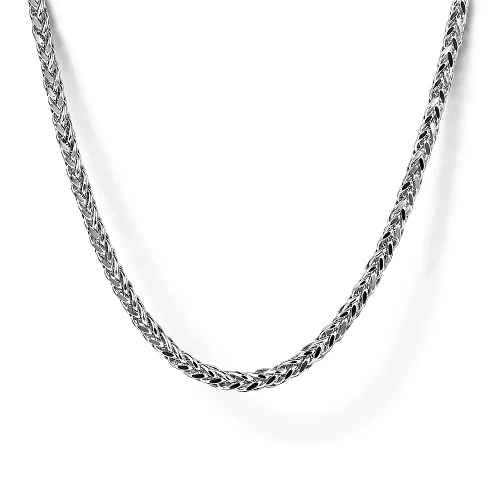 White Sterling Silver Gents Wheat Chain Length 22
