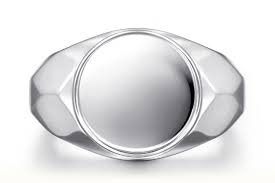 White Sterling Silver Signet Ring Length 10