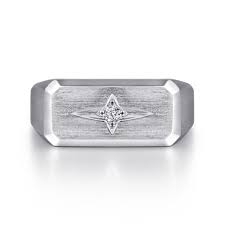 White Sterling Silver North Star Ring Size 10 With 0.06Tw Round H/I Si2 Diamonds