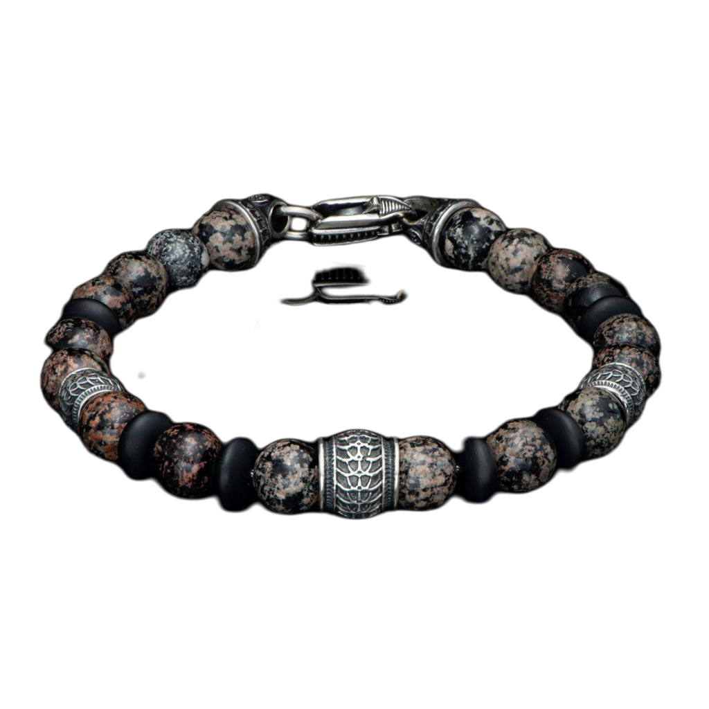 William Henry Beaded Bracelet features three custom sterling silver beads, sterling end caps, and lobster clasp.