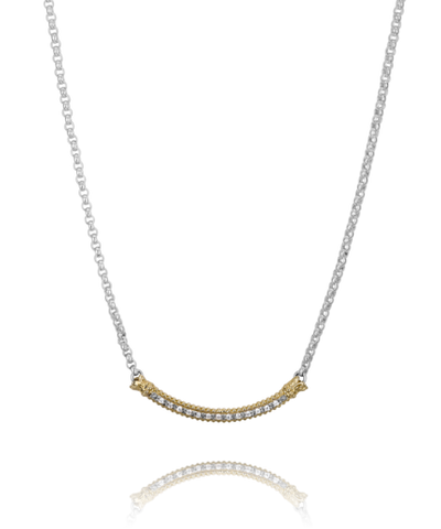 Curved Bar Necklace | White Sterling/14k Yellow