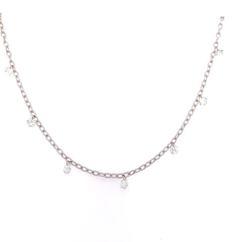 Lady's White 14 Karat Diamond Dangle Fashion Necklace With 13=2.00Tw R