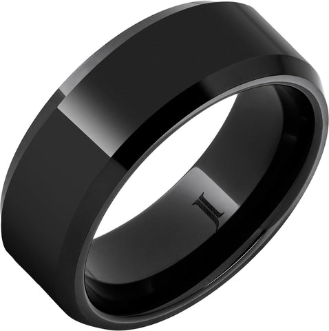 Black Beveled Edges Ring | Diamond Ceramic