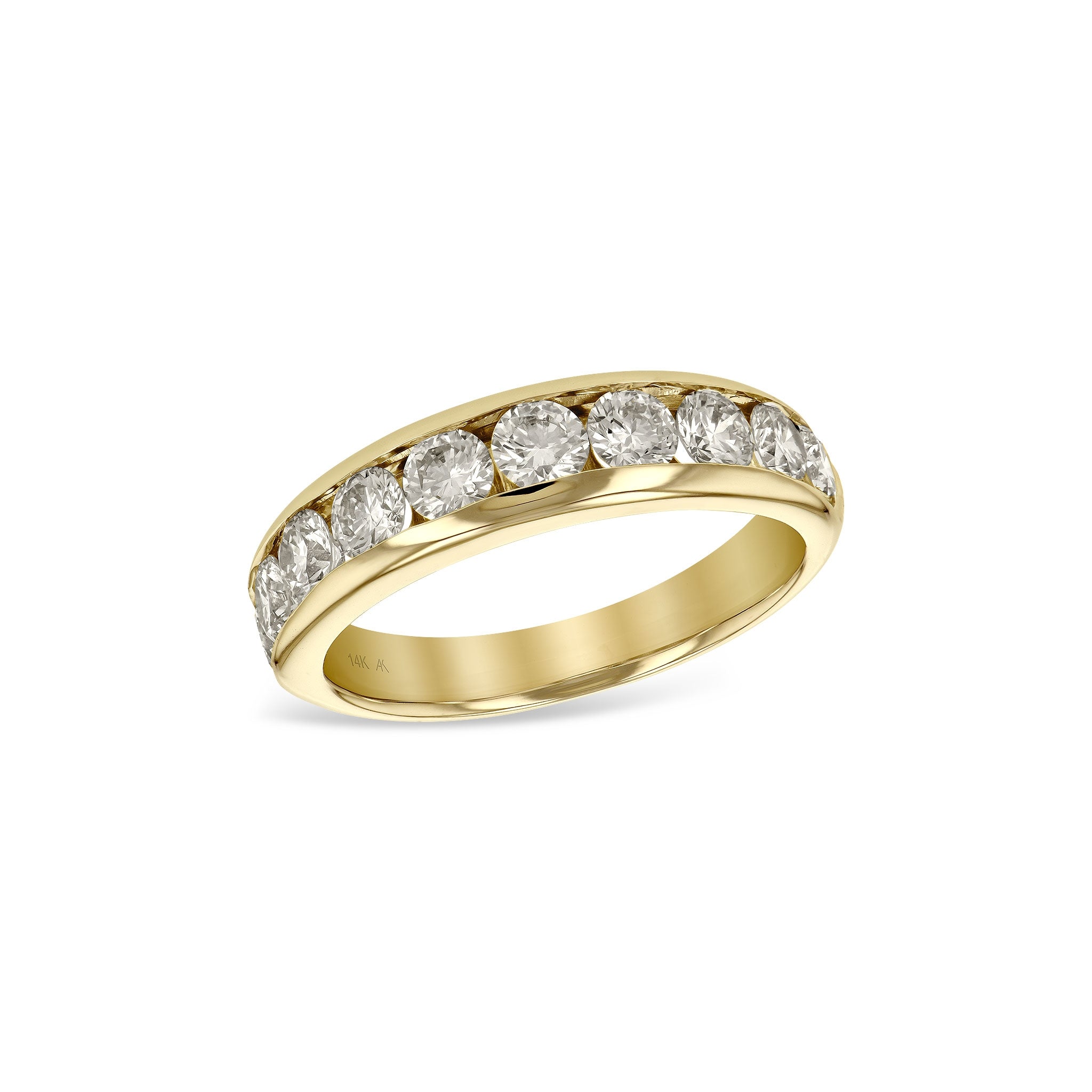 14 Karat Yellow Gold Channel Set Anniversary Ring with 1.50ctw Round Brilliant Cut Diamonds