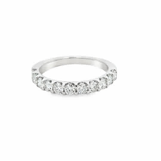 14 Karat White Gold Diamond Wedding Ring, 1.04ctw Round Brilliant Cut Diamonds