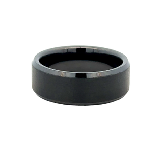 Gent's Black Ceramic Sandblast 8Mm Beveled Edge, With Sandblast Center