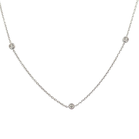 Bezel Set Station Necklace | 14k White