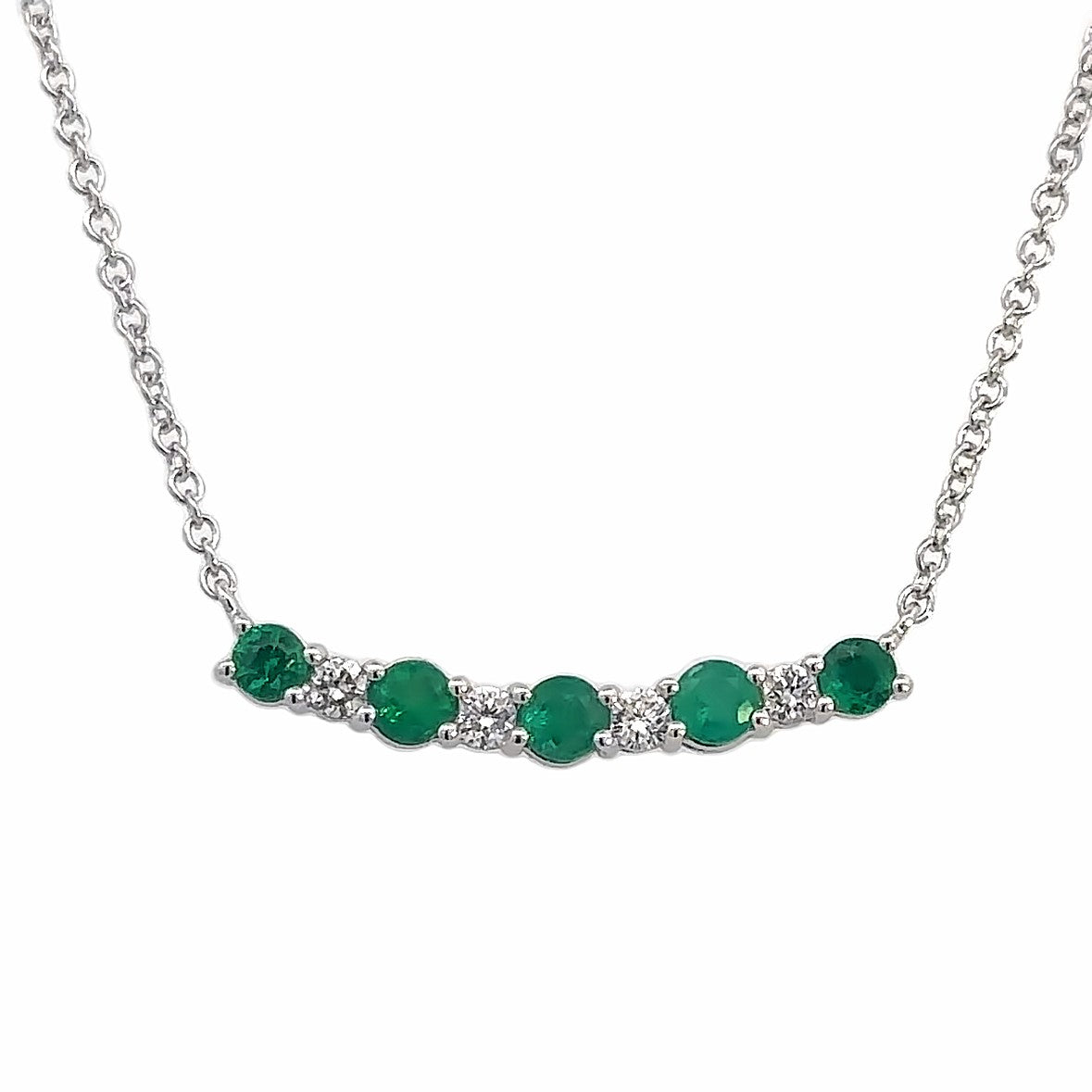 Emerald Stationary Bar Necklace | 14k White
