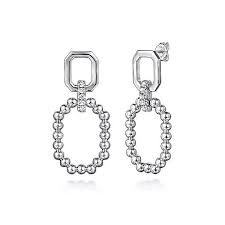 Octagon Dangle Earrings | White Sterling