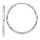 Lady's White 14 Karat 28Mm Endless Tube Hoop Earrings
