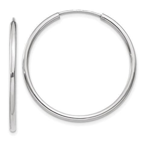 Lady's White 14 Karat 28Mm Endless Tube Hoop Earrings