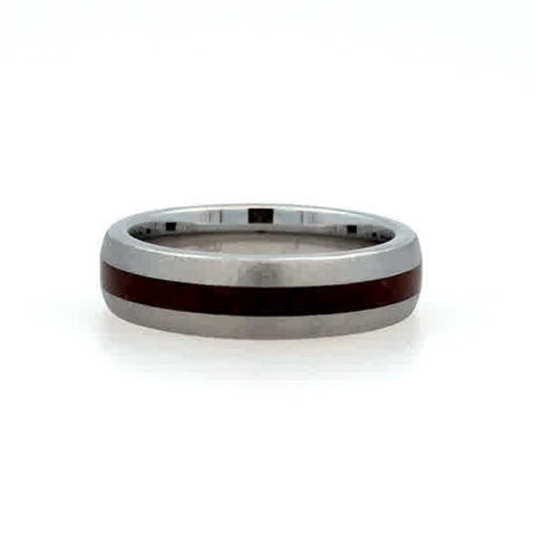 White Serenium Stone 6Mm Dome, With 2Mm Dinosaur Bone, Red Wedding Ban
