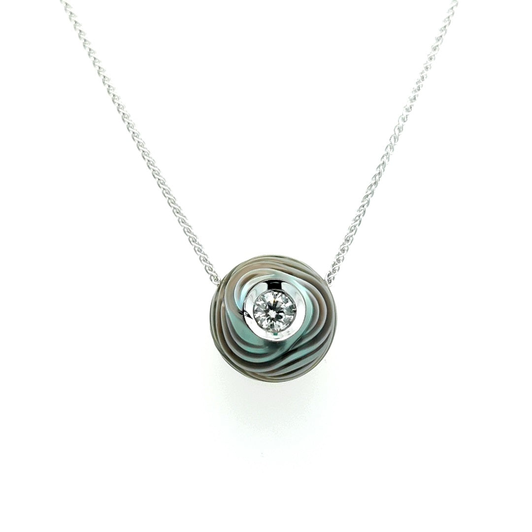 Rhythm of Life Carved Necklace | 14k White