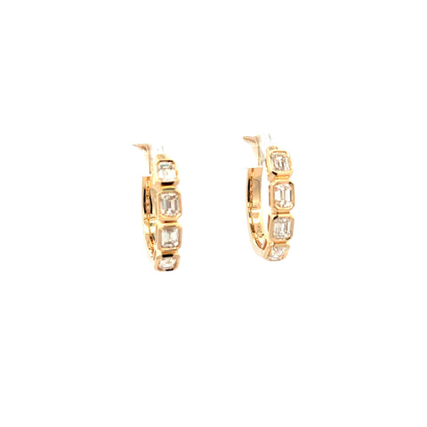 Diamond Bezel Hoops Earrings | 14k Yellow
