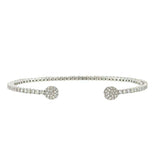 Lady's White 14 Karat Flexible Cuff Bracelet With Diamond Ball On End Of Bracelet With 126=2.90Tw Round G/H Si1 Diamonds