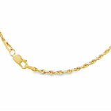 Yellow 14 Karat 2Mm Solid Glitter, Rope Chain Length 20