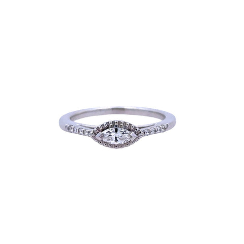 Marquise Cluster Fashion Ring | 14k White