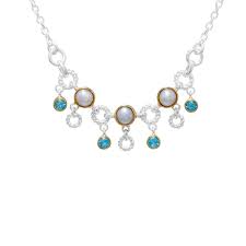 Bezel Dangle Fashion Necklace | Tt Sterling Silver/22K Gold Vermeil