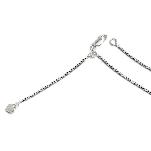 White Sterling Silver 1.3Mm Adjustable Box Chain Length 22