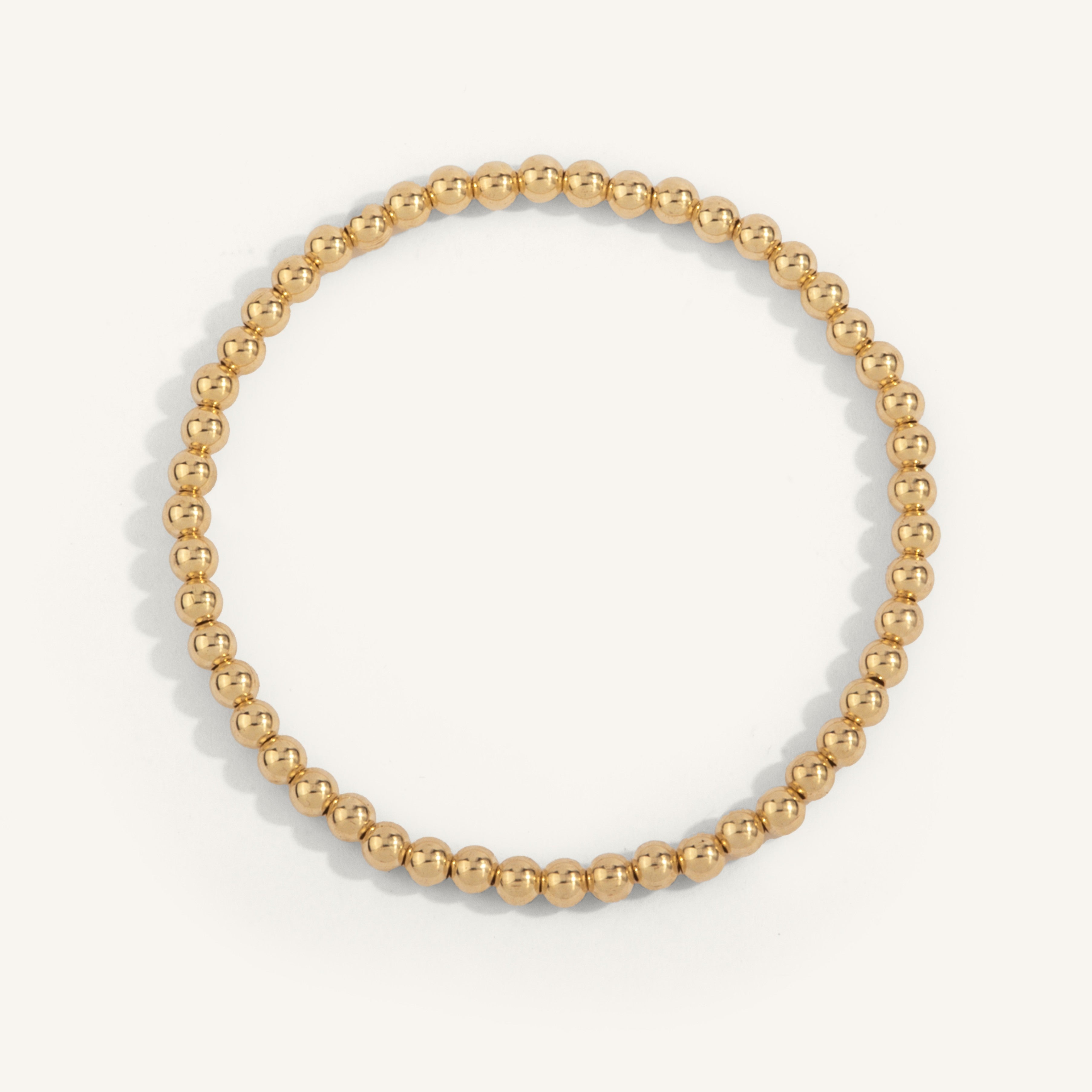 4mm Gold Filled Beaded Bracelet 7''