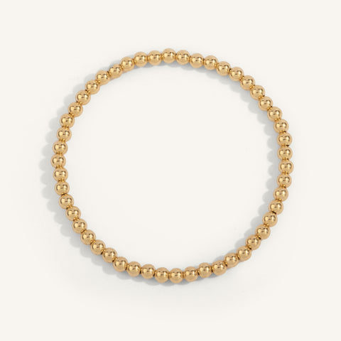 4mm Gold Filled Beaded Bracelet 7''