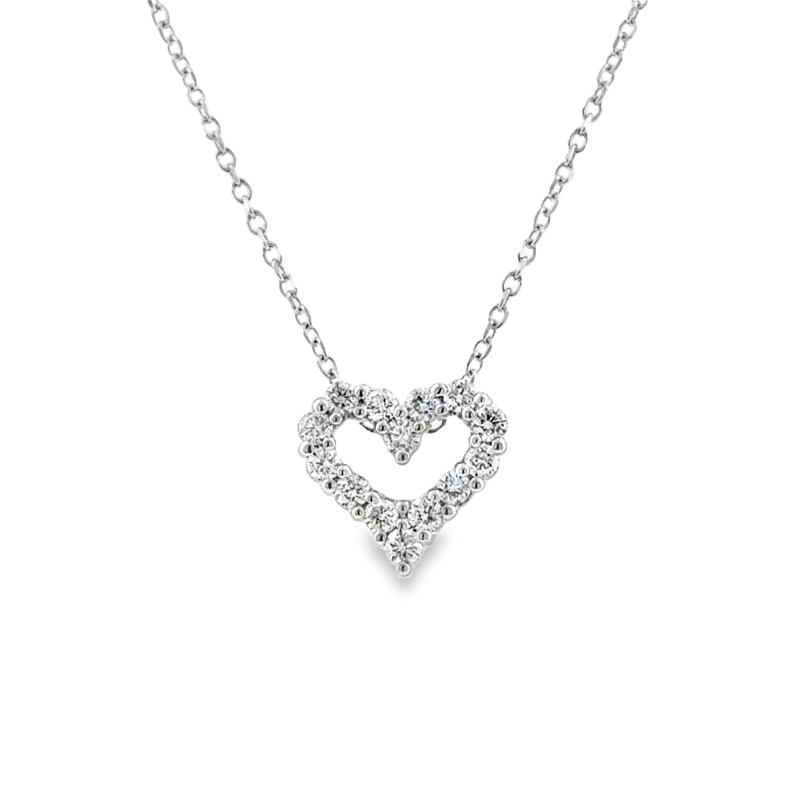 14 Karat White Gold Prong Set .33ctw Diamond Heart Pendant