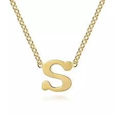 "S" Initial Necklace Charm | 14k Yellow